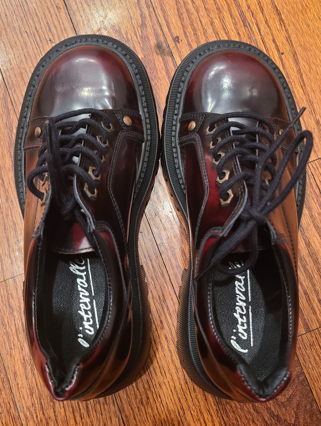 L'intervalle Sheeran Burgundy Leather Chunky Lug Sole Platform Oxfords Eu 39 — image 6 of 8